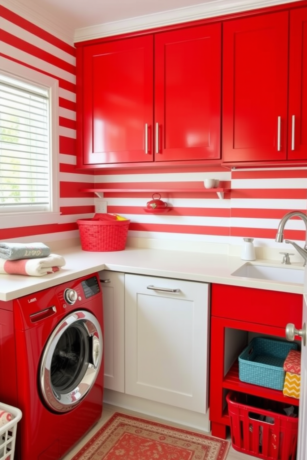 Red Laundry Room Design Ideas 20