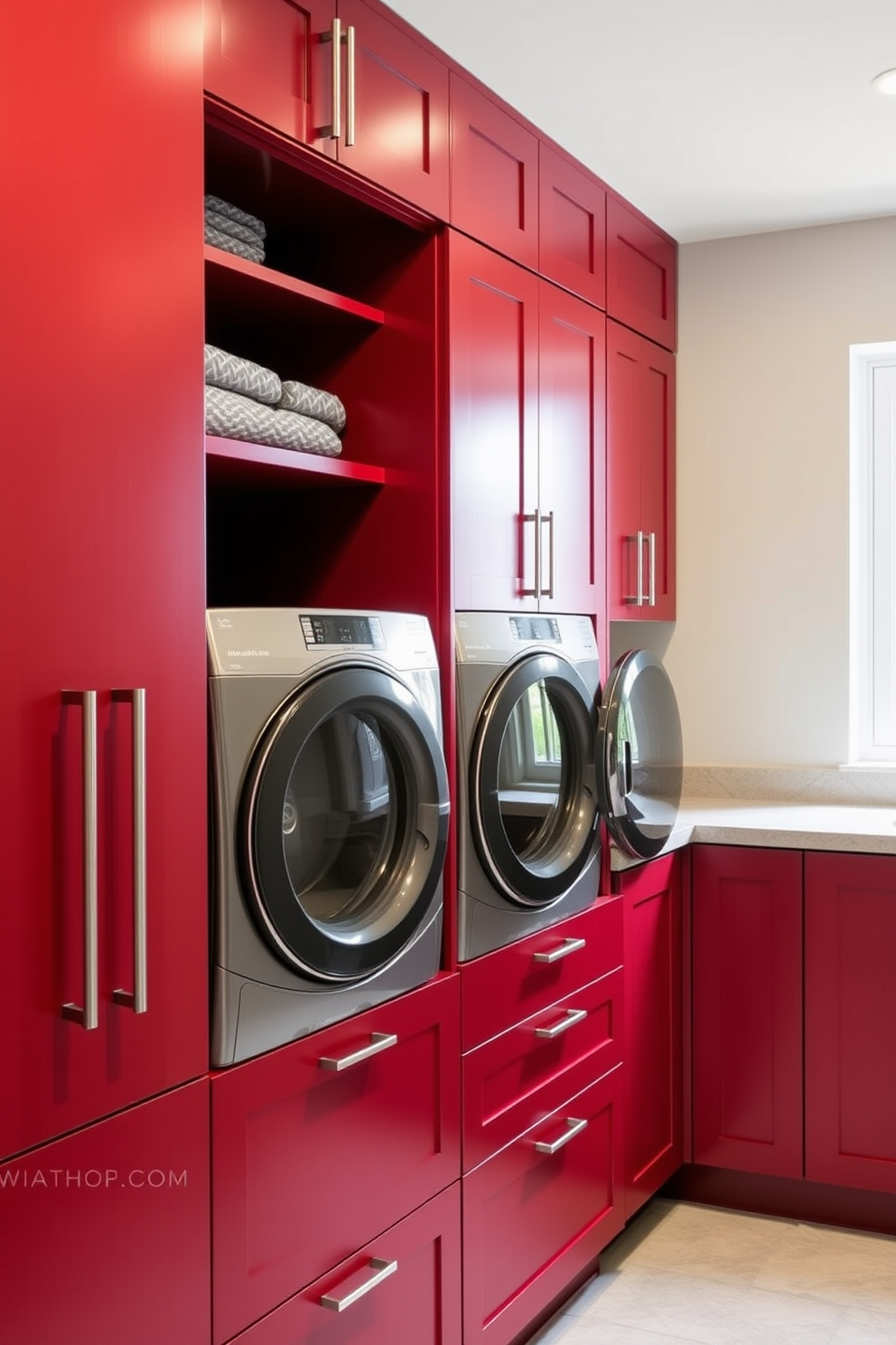 Red Laundry Room Design Ideas 21