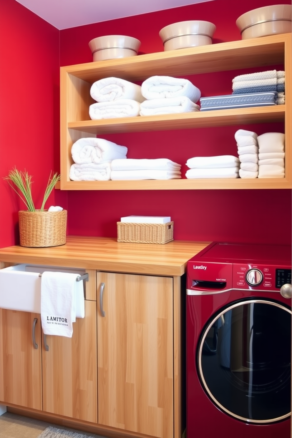 Red Laundry Room Design Ideas 22