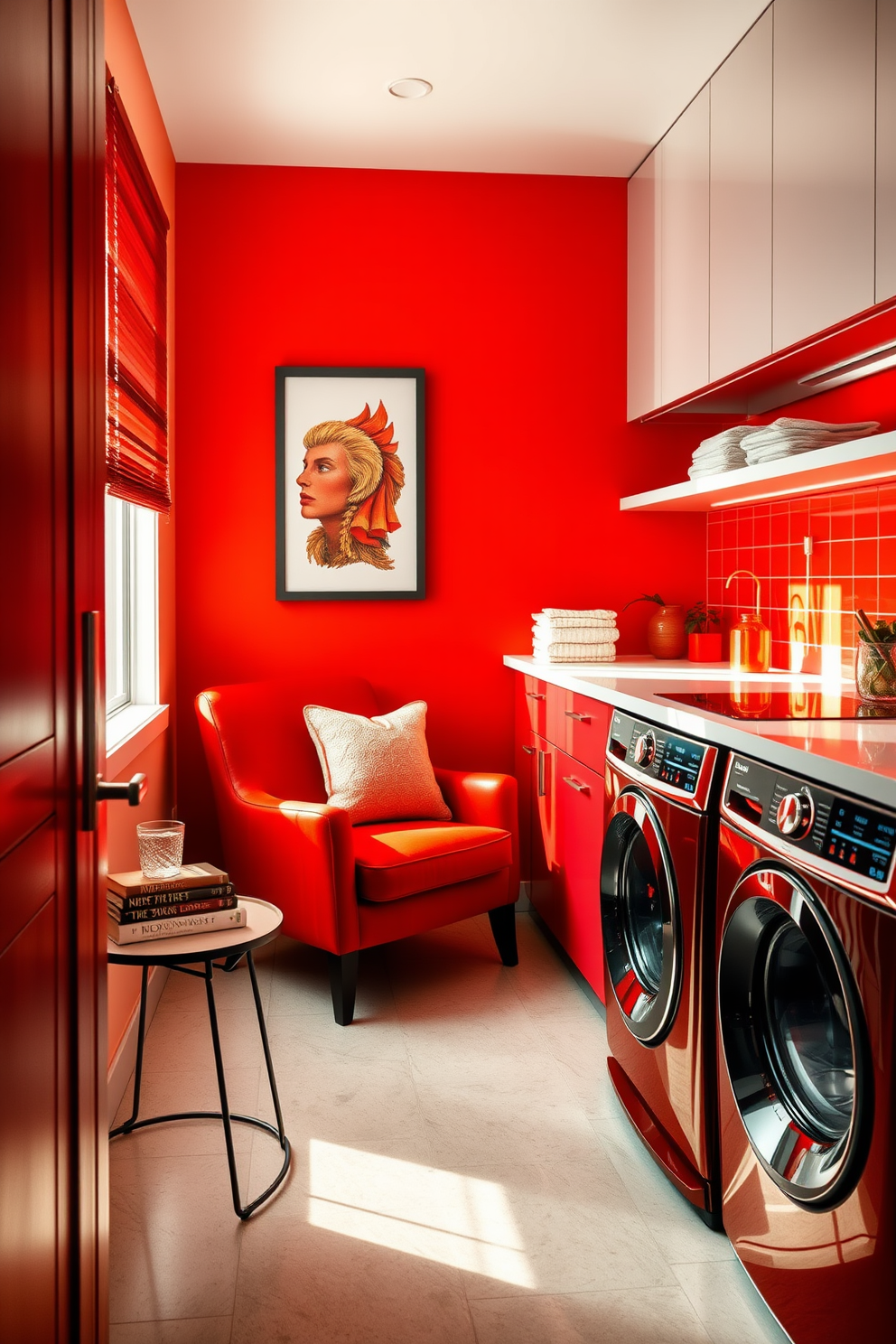 Red Laundry Room Design Ideas 24