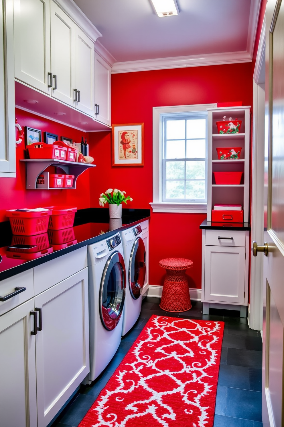 Red Laundry Room Design Ideas 26