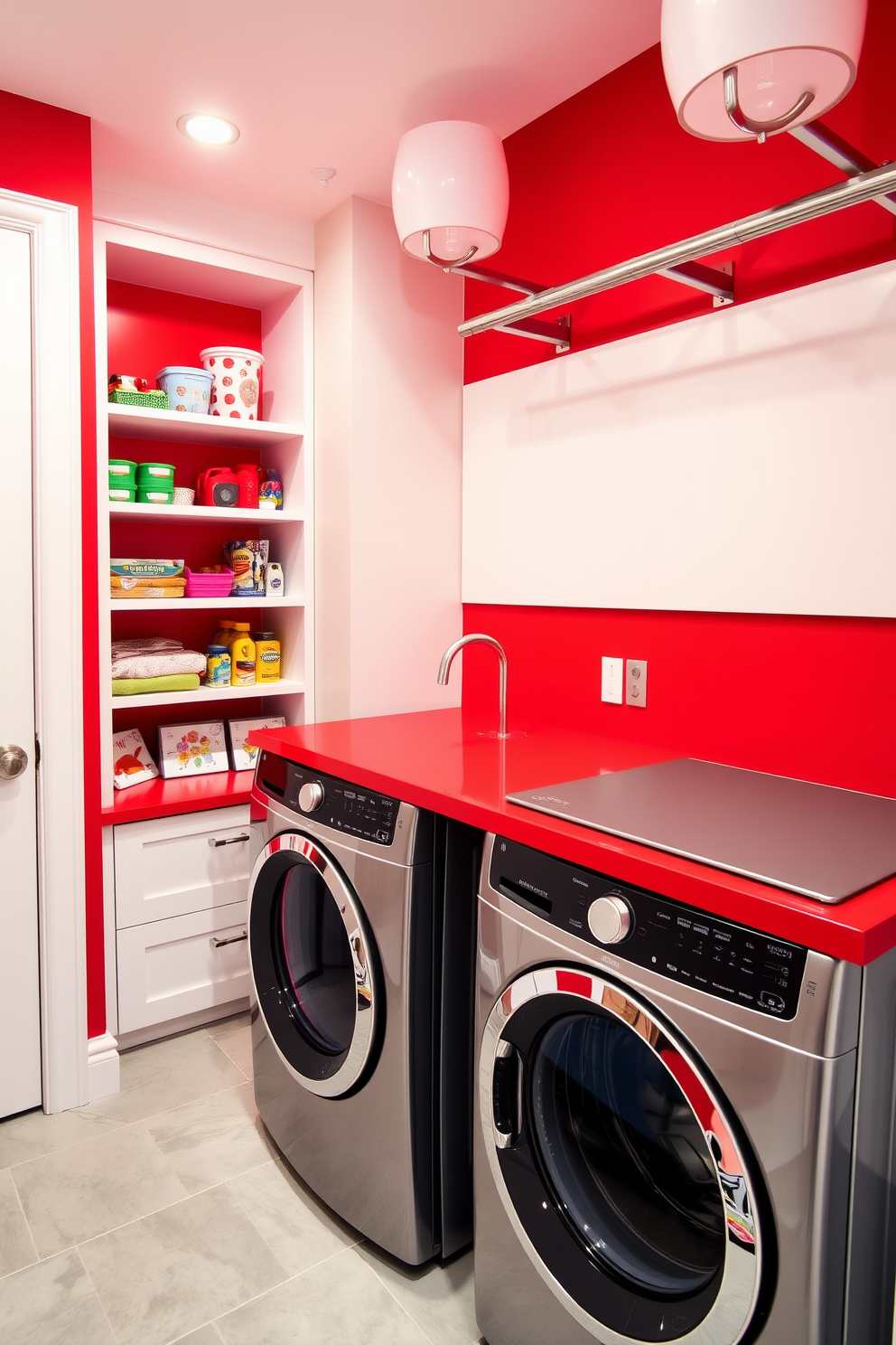 Red Laundry Room Design Ideas 27