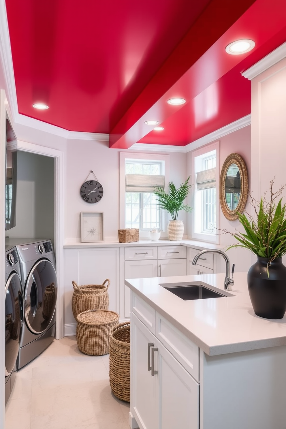 Red Laundry Room Design Ideas 29