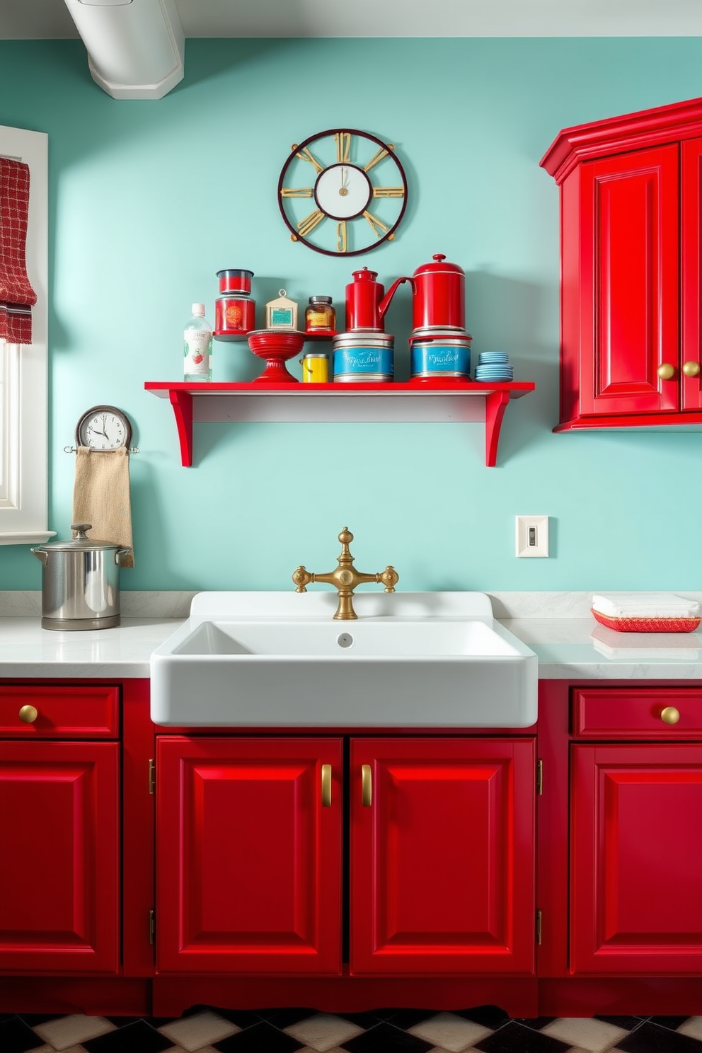 Red Laundry Room Design Ideas 3