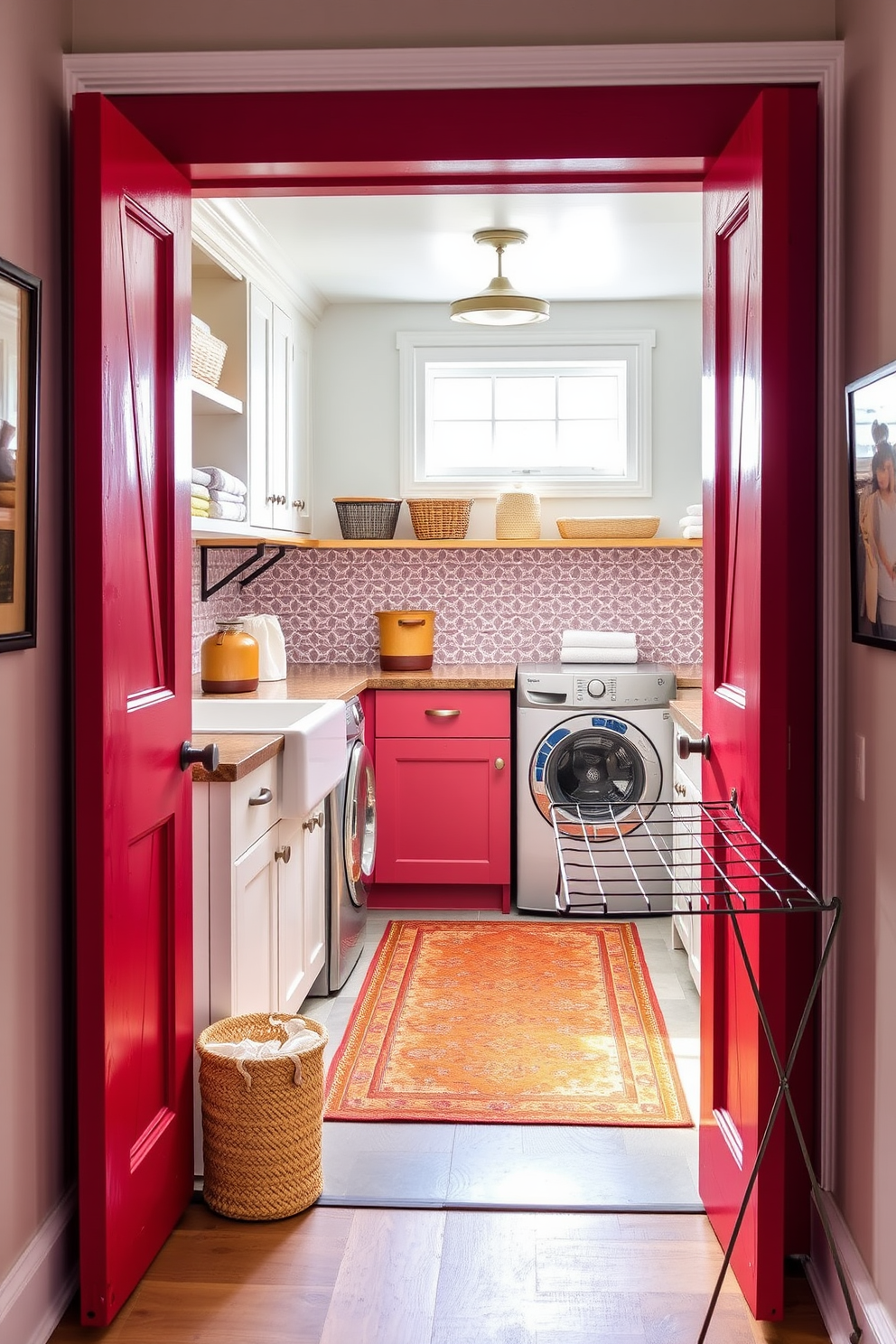 Red Laundry Room Design Ideas 6