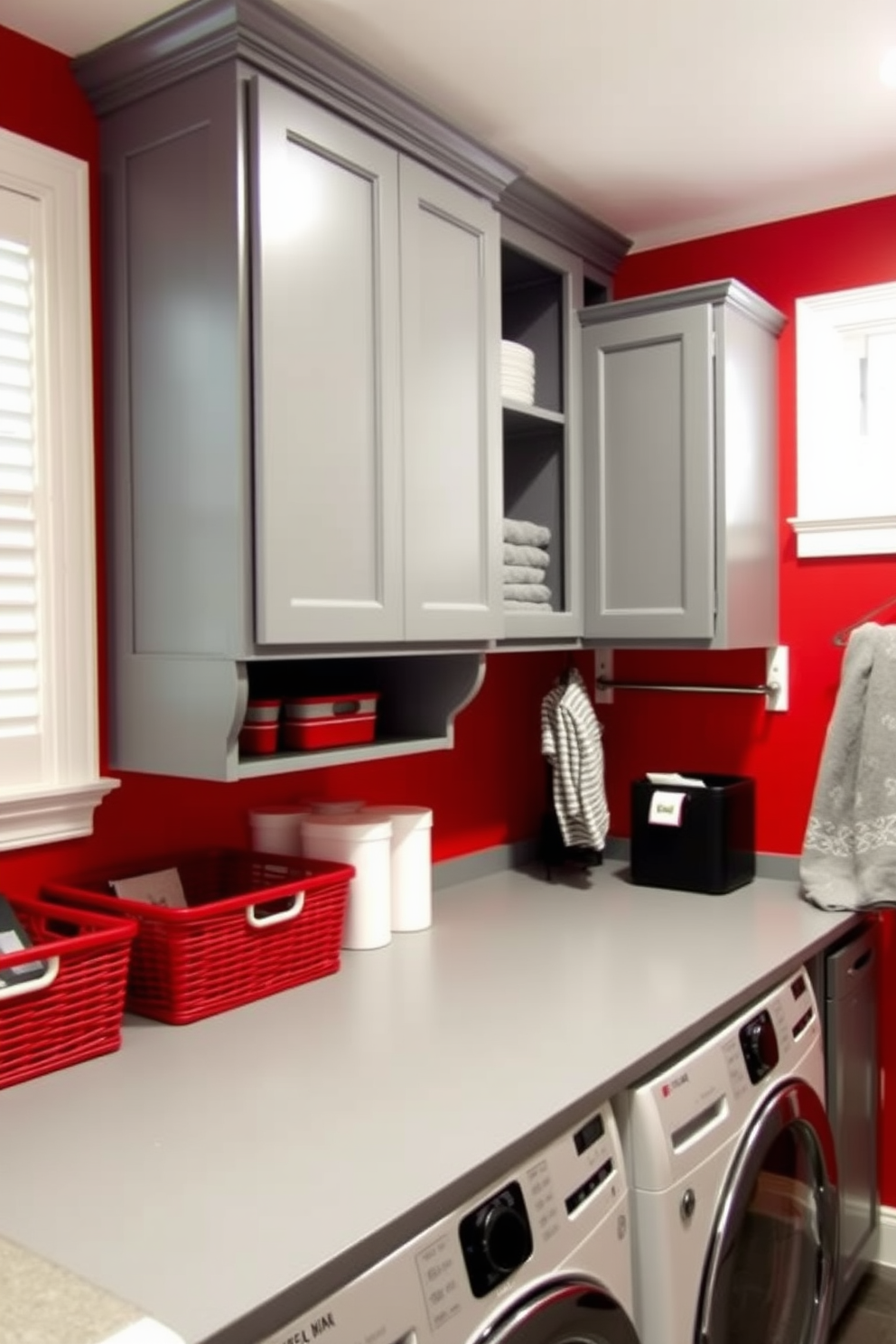 Red Laundry Room Design Ideas 7