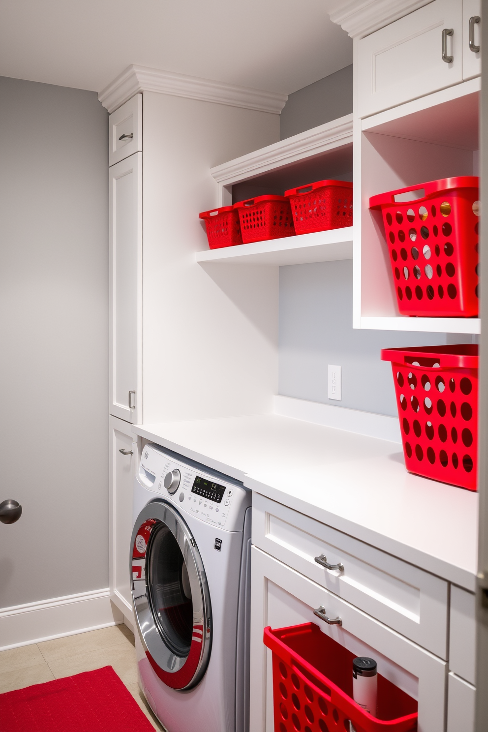 Red Laundry Room Design Ideas 9