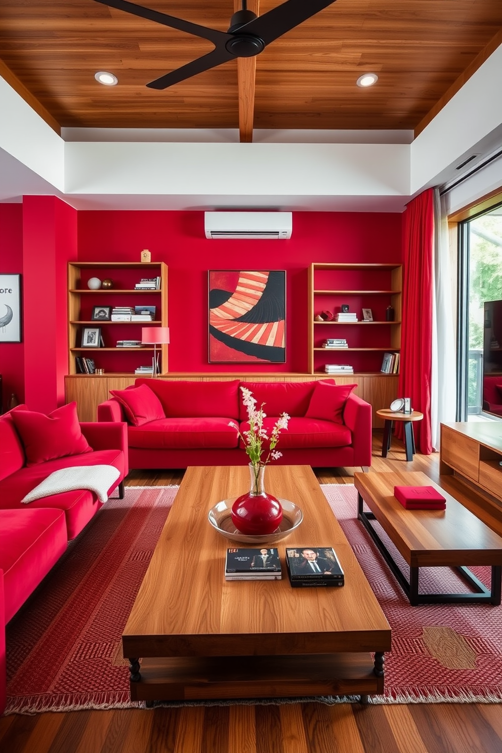 Red Living Room Design Ideas 22