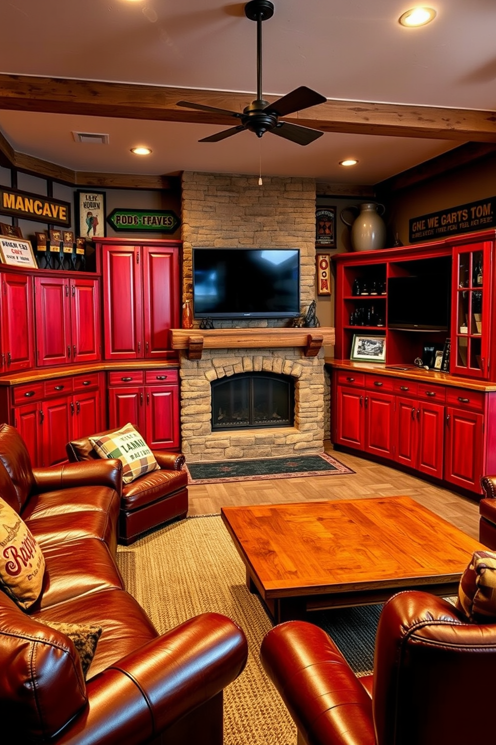 Red Man Cave Design Ideas 30