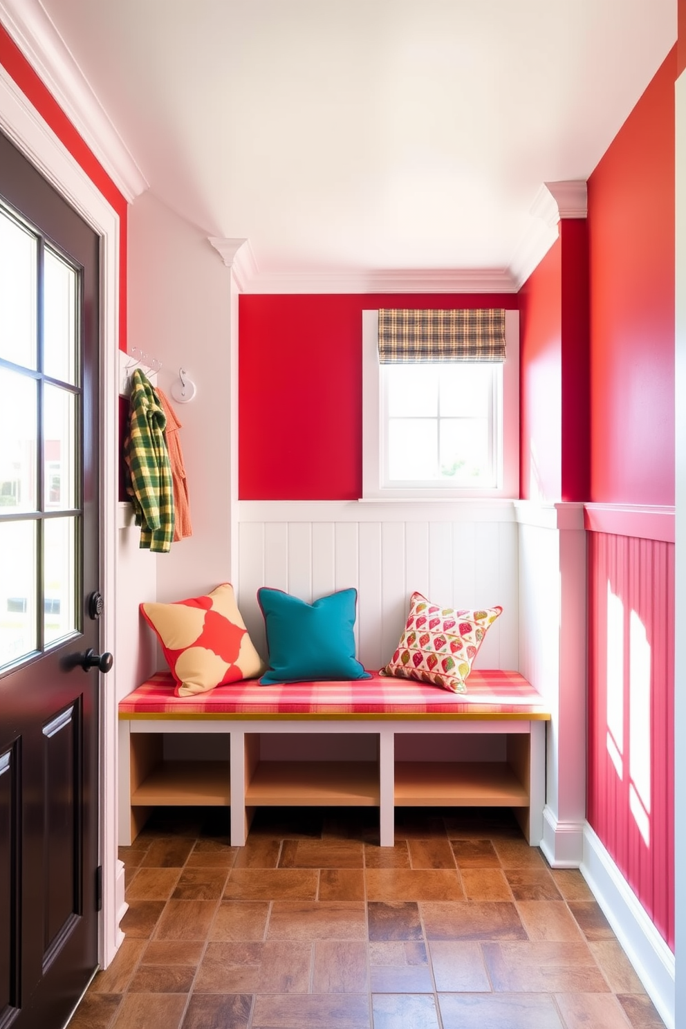 Red Mudroom Design Ideas 1