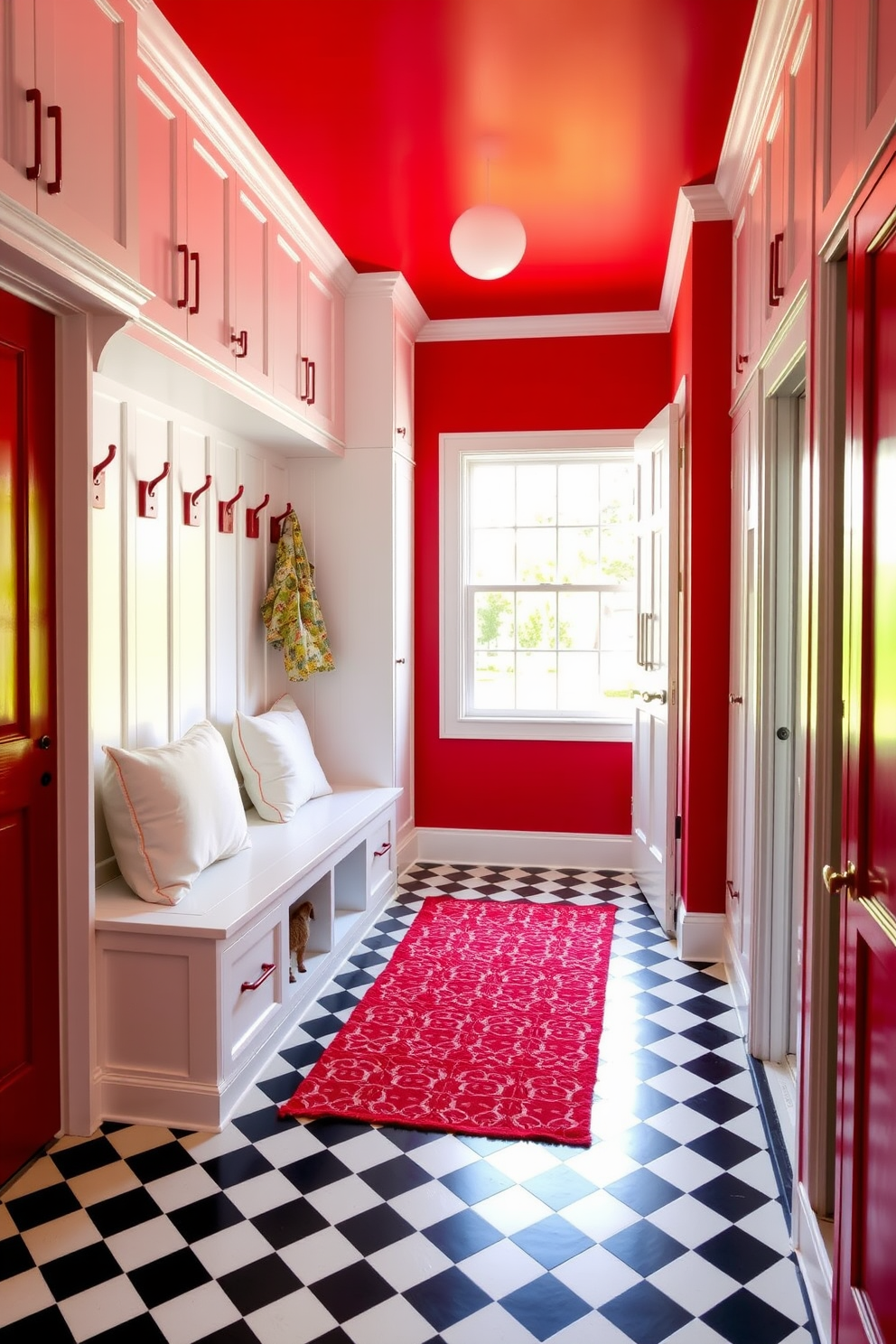 Red Mudroom Design Ideas 10