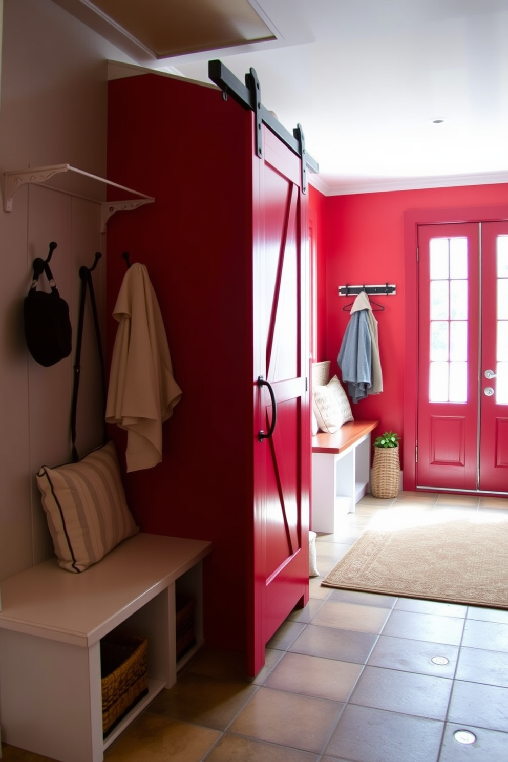 Red Mudroom Design Ideas 12