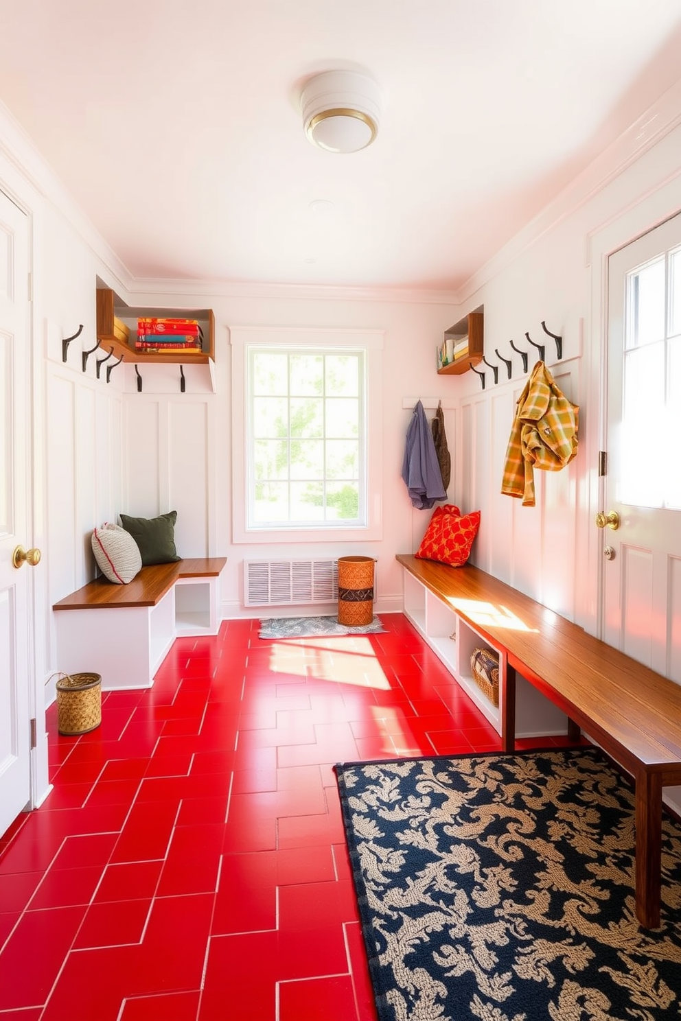 Red Mudroom Design Ideas 14