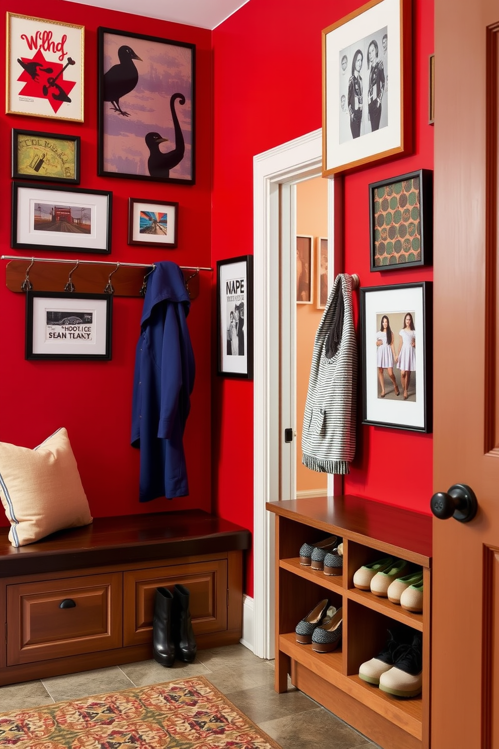 Red Mudroom Design Ideas 24