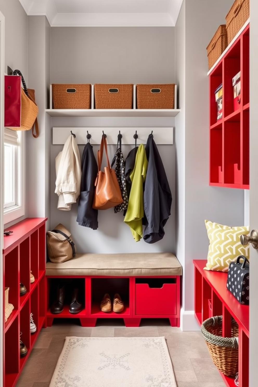 Red Mudroom Design Ideas 3