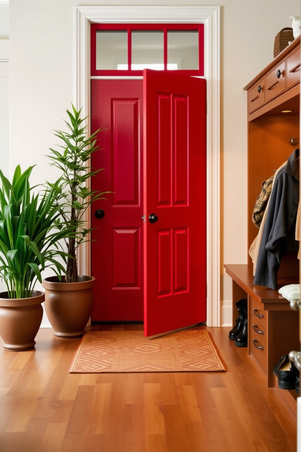 Red Mudroom Design Ideas 4