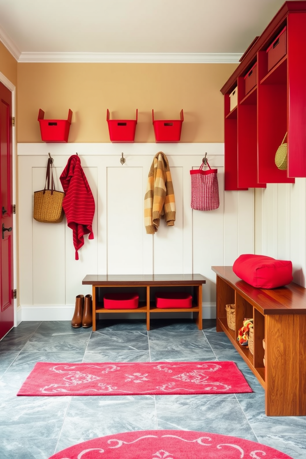 Red Mudroom Design Ideas 5