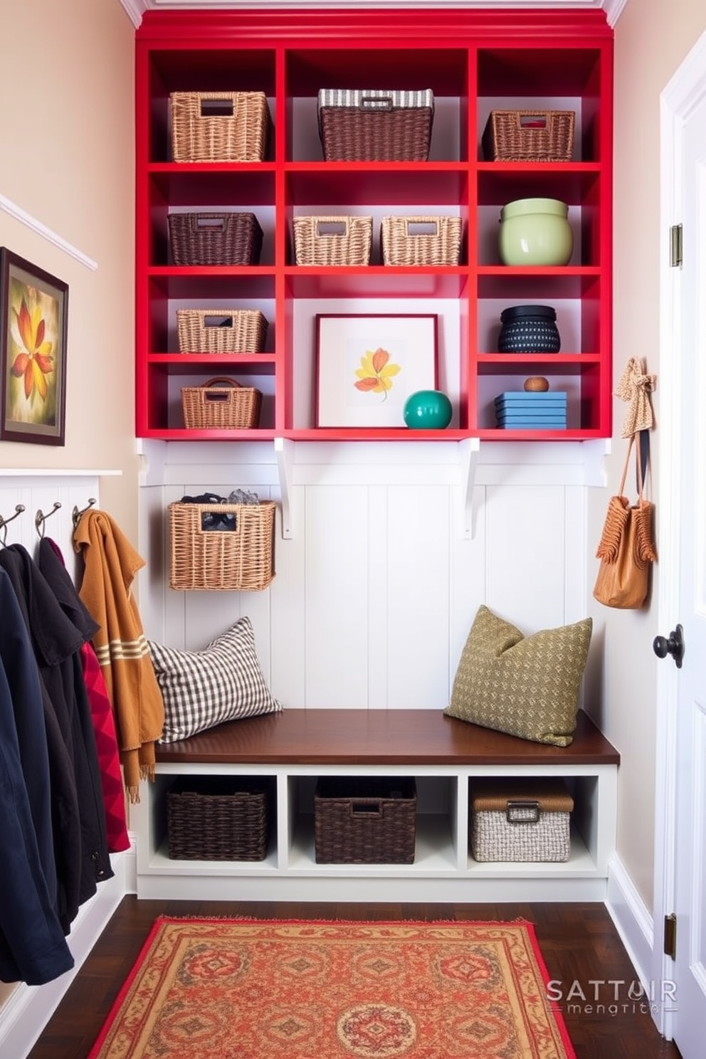 Red Mudroom Design Ideas 7