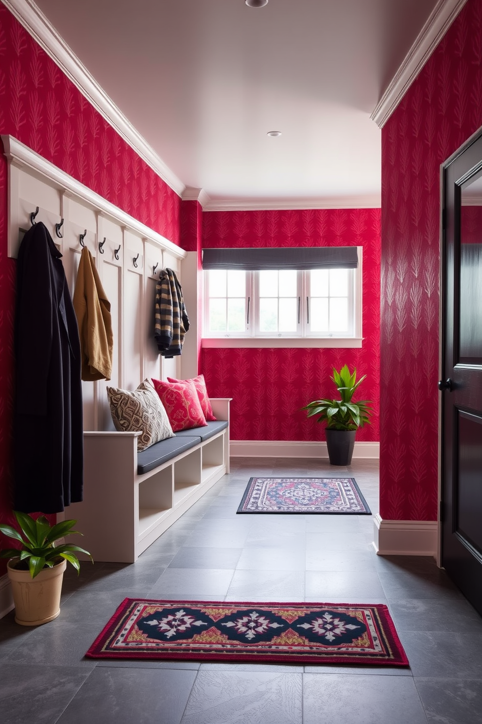 Red Mudroom Design Ideas 9