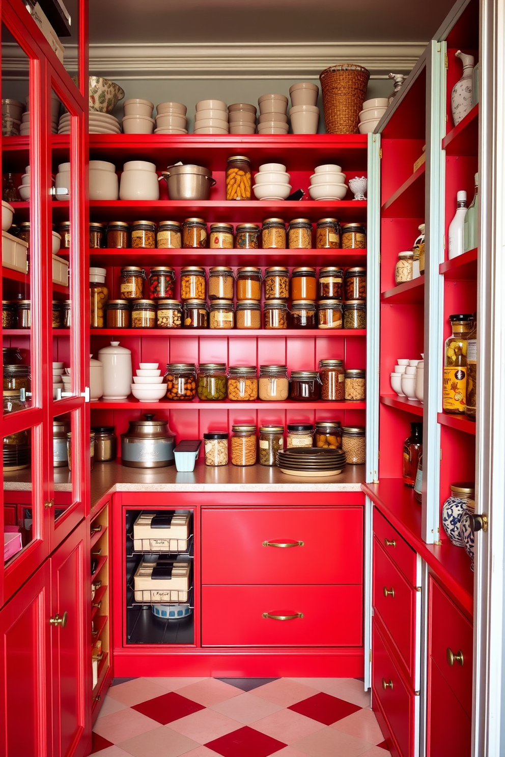 Red Pantry Design Ideas 23