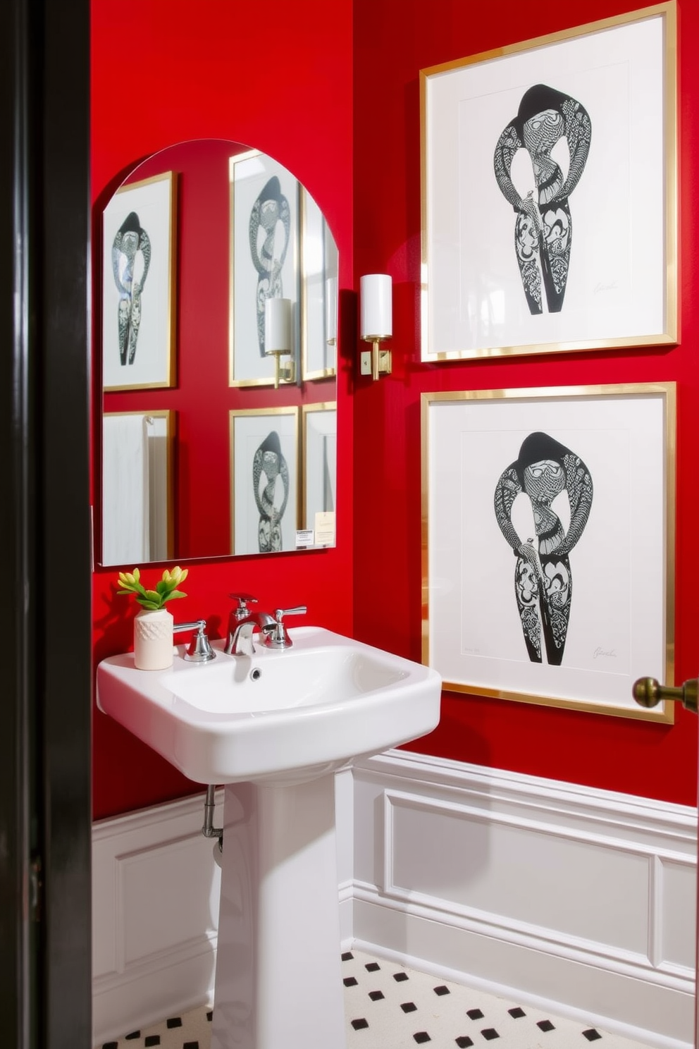 Red Powder Room Design Ideas 1