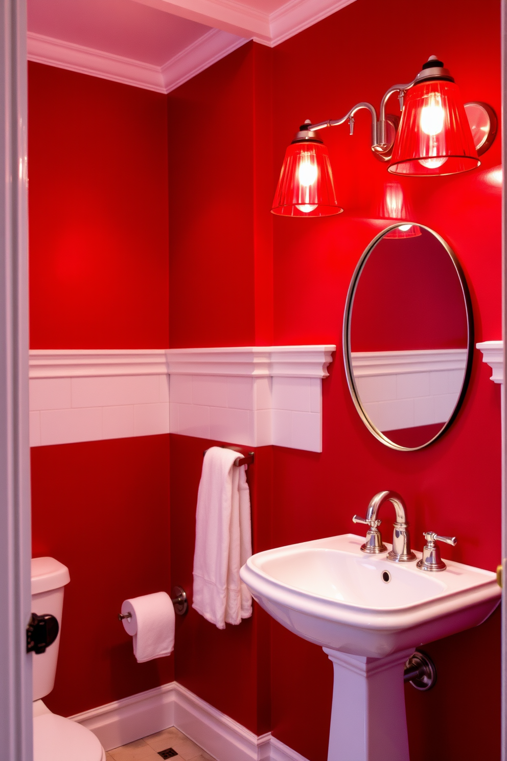 Red Powder Room Design Ideas 10