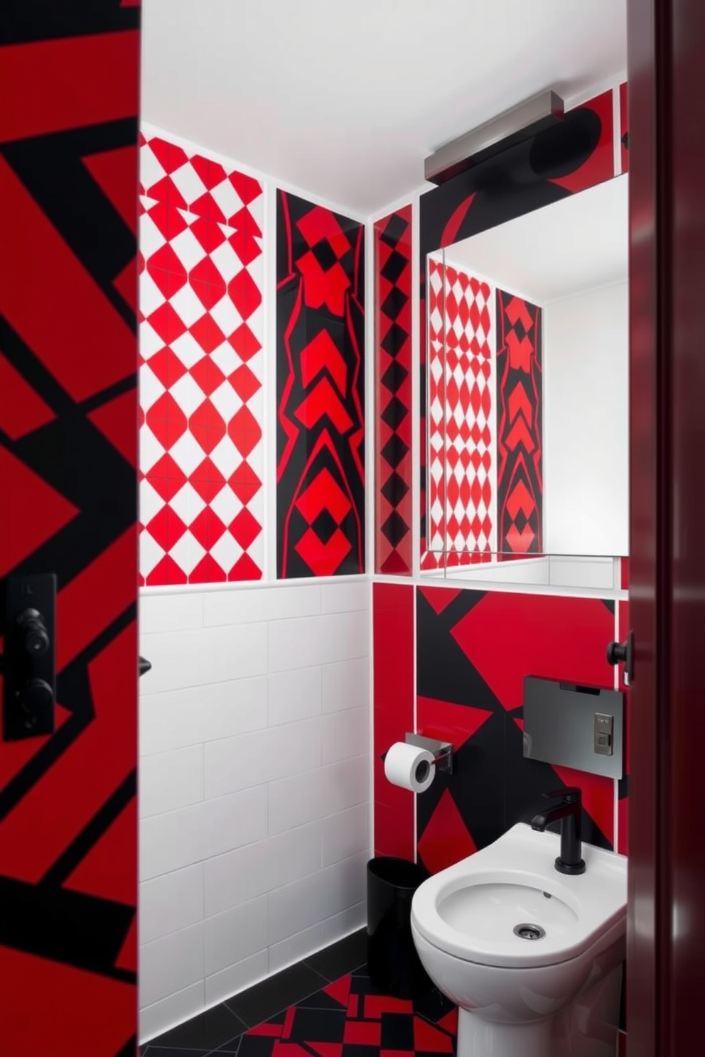 Red Powder Room Design Ideas 11