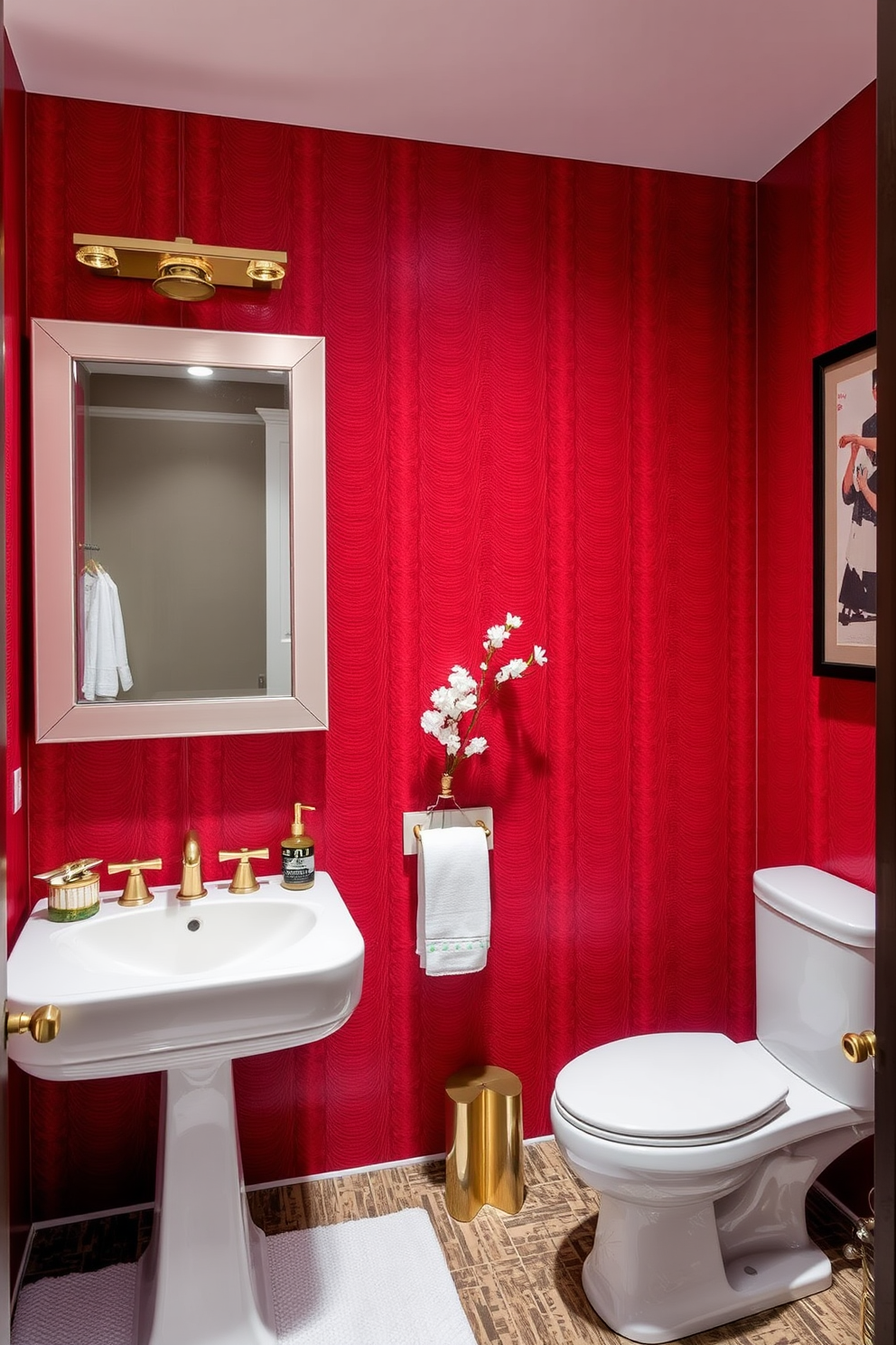 Red Powder Room Design Ideas 13