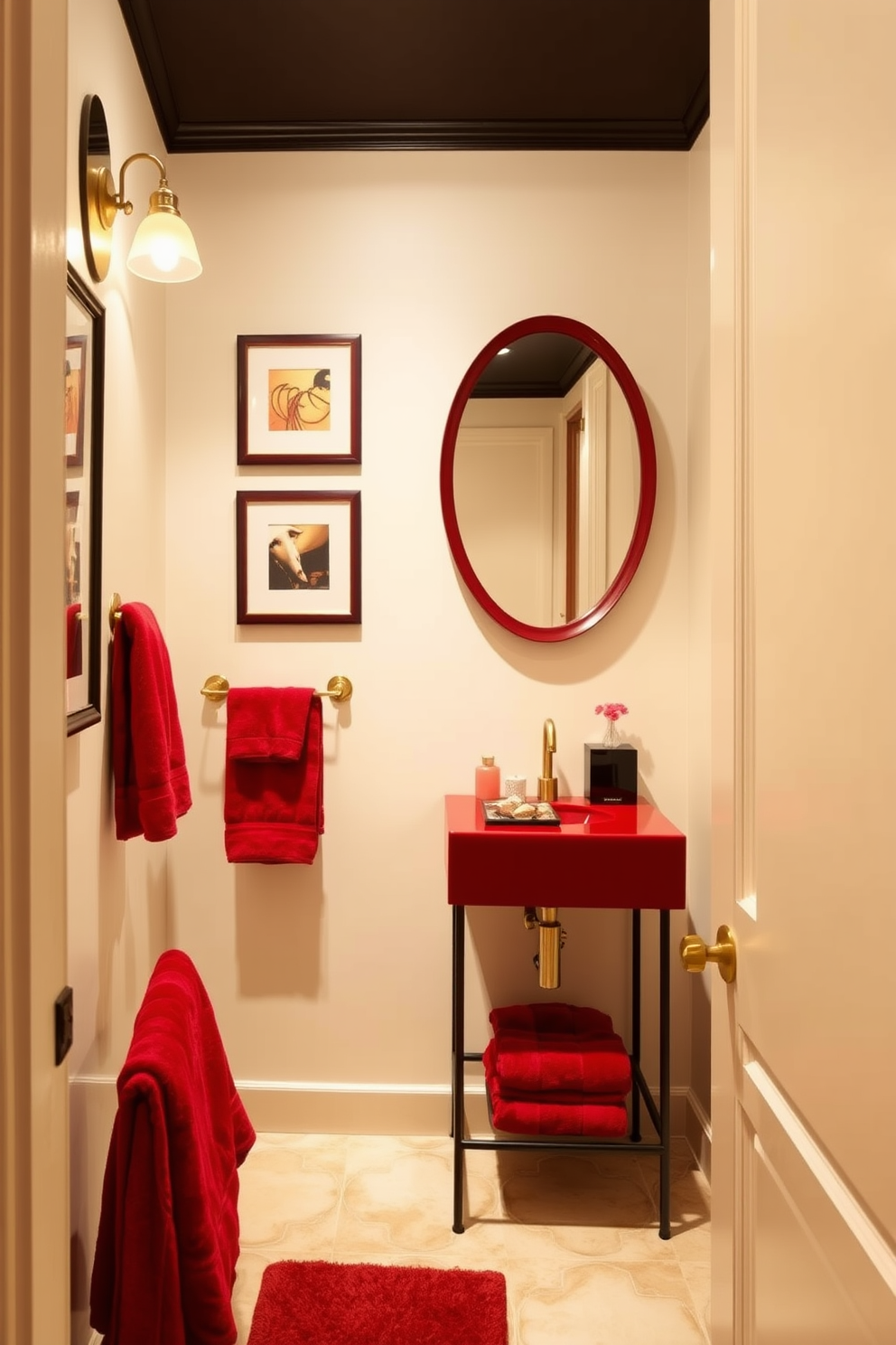 Red Powder Room Design Ideas 15