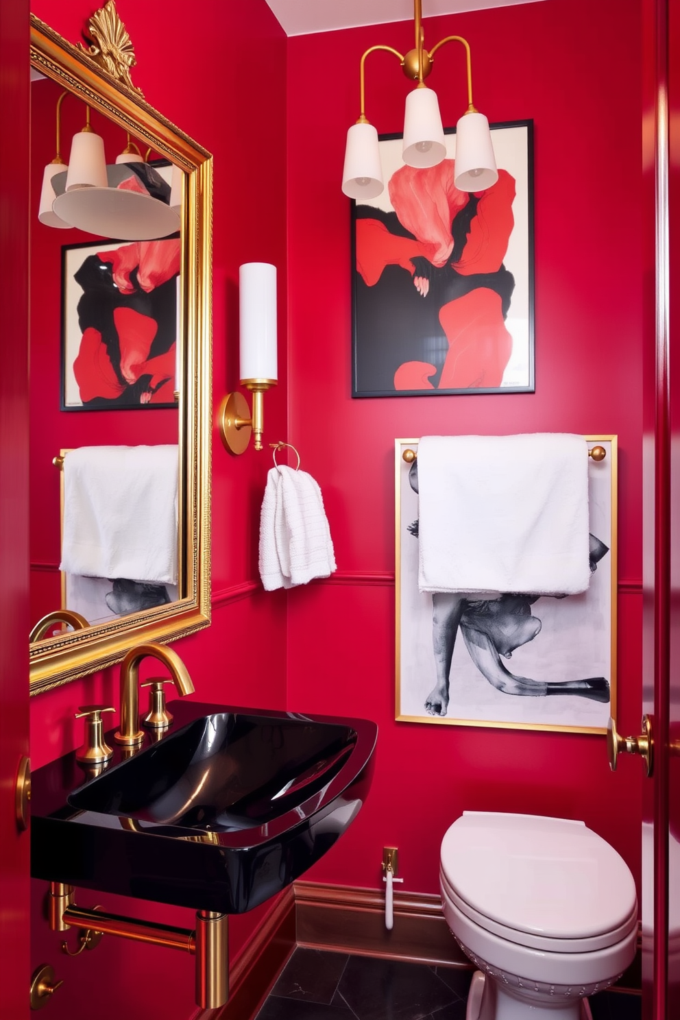 Red Powder Room Design Ideas 19