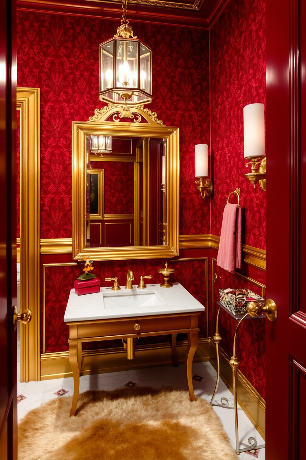 Red Powder Room Design Ideas 2