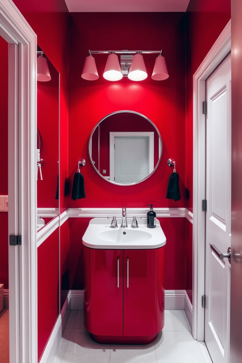 Red Powder Room Design Ideas 20