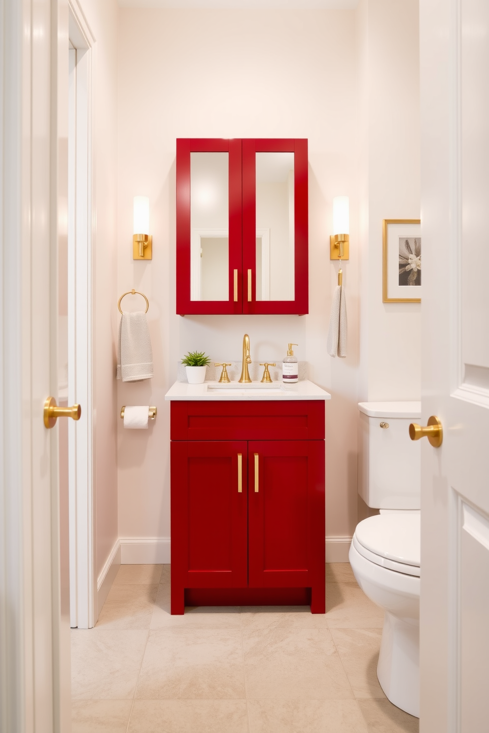 Red Powder Room Design Ideas 21