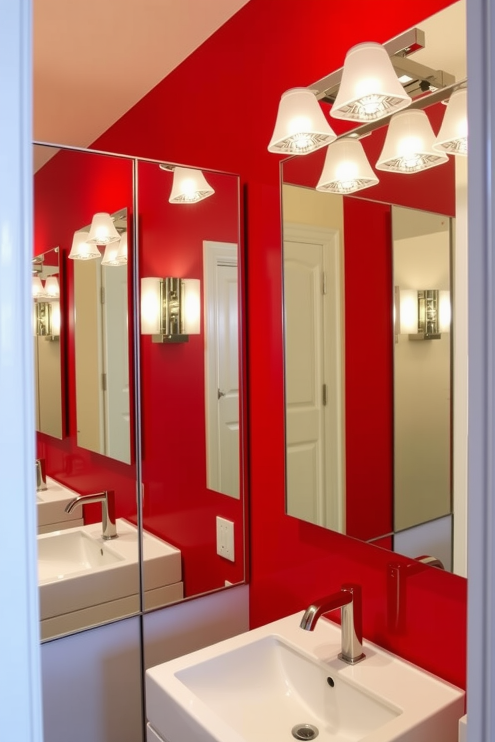 Red Powder Room Design Ideas 22