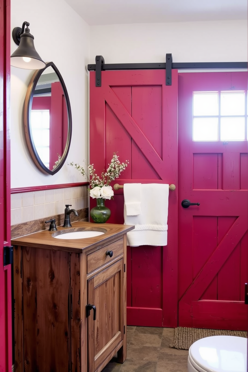 Red Powder Room Design Ideas 25