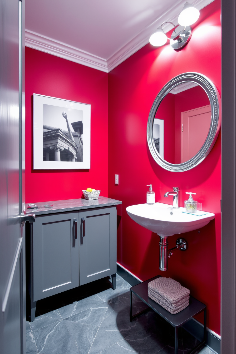 Red Powder Room Design Ideas 27