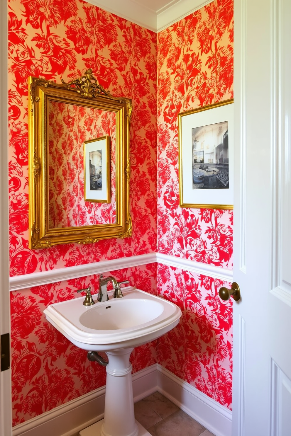 Red Powder Room Design Ideas 3