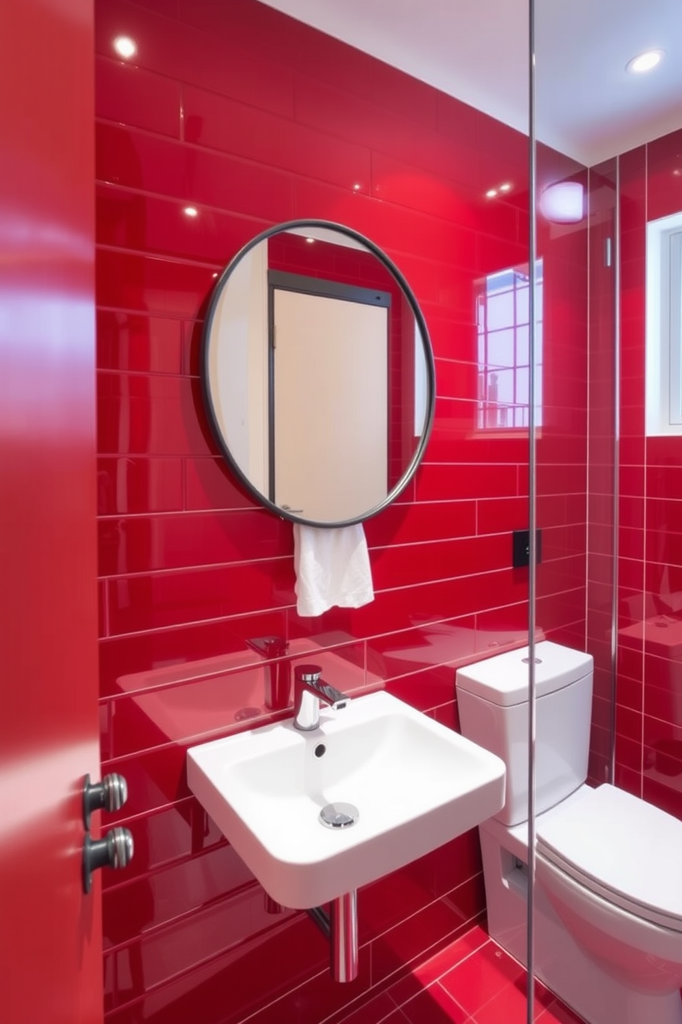 Red Powder Room Design Ideas 4