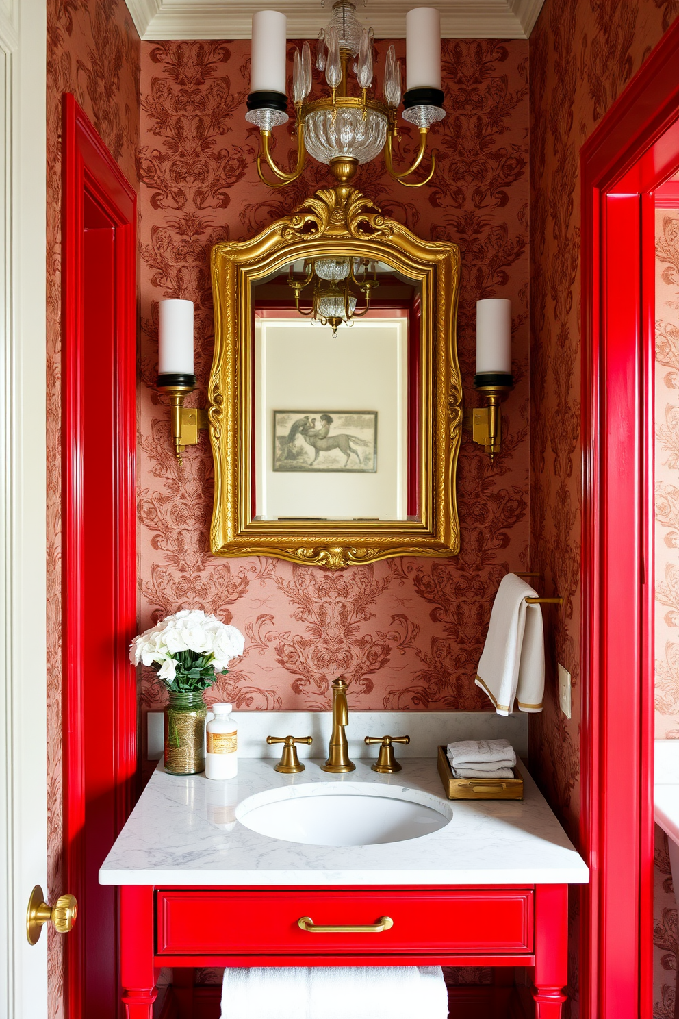 Red Powder Room Design Ideas 5