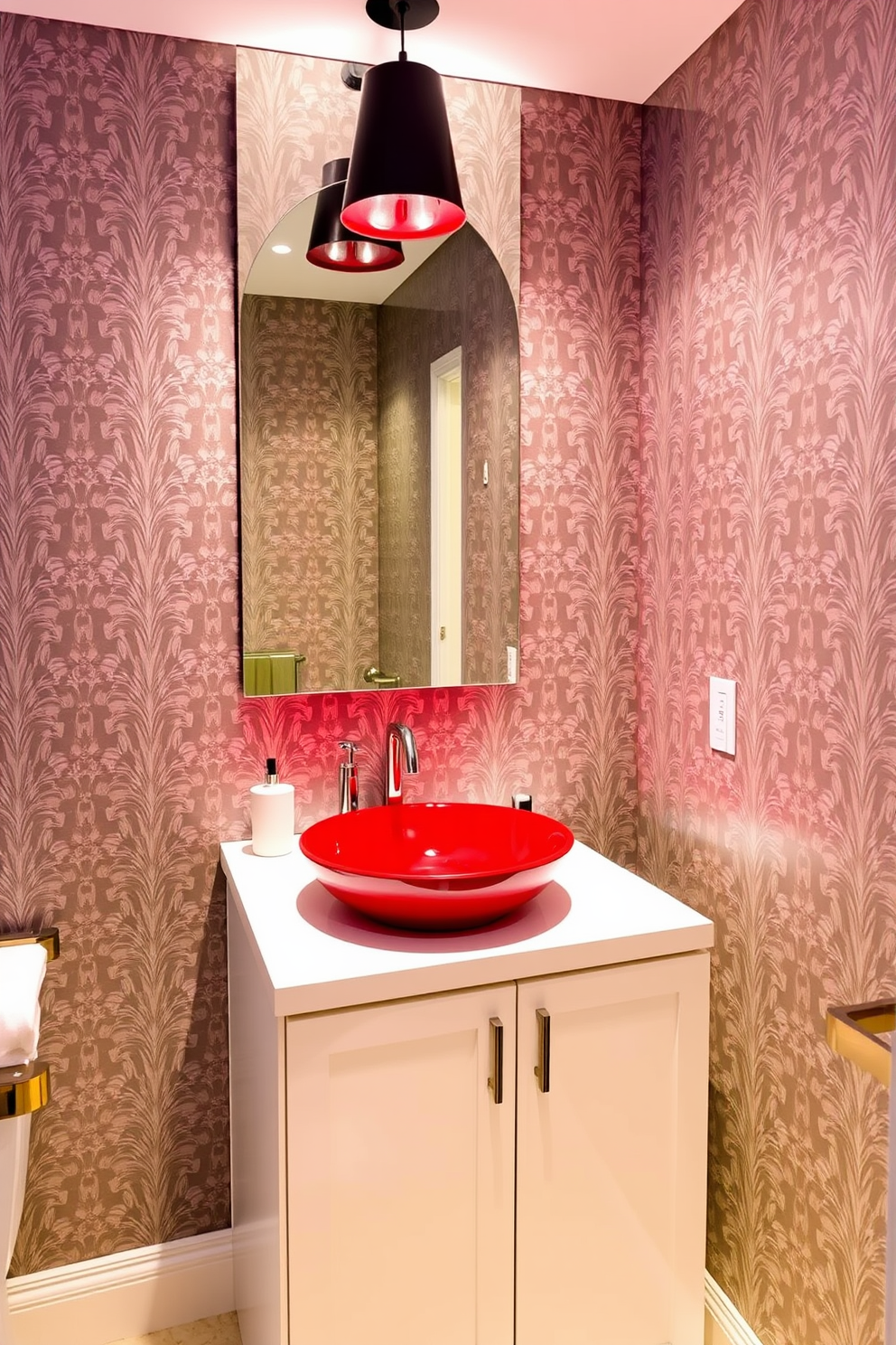 Red Powder Room Design Ideas 8