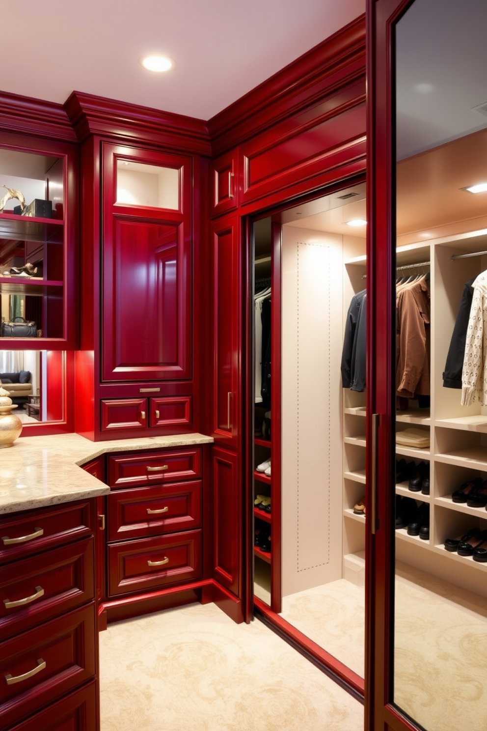 Red Walk In Closet Design Ideas 7