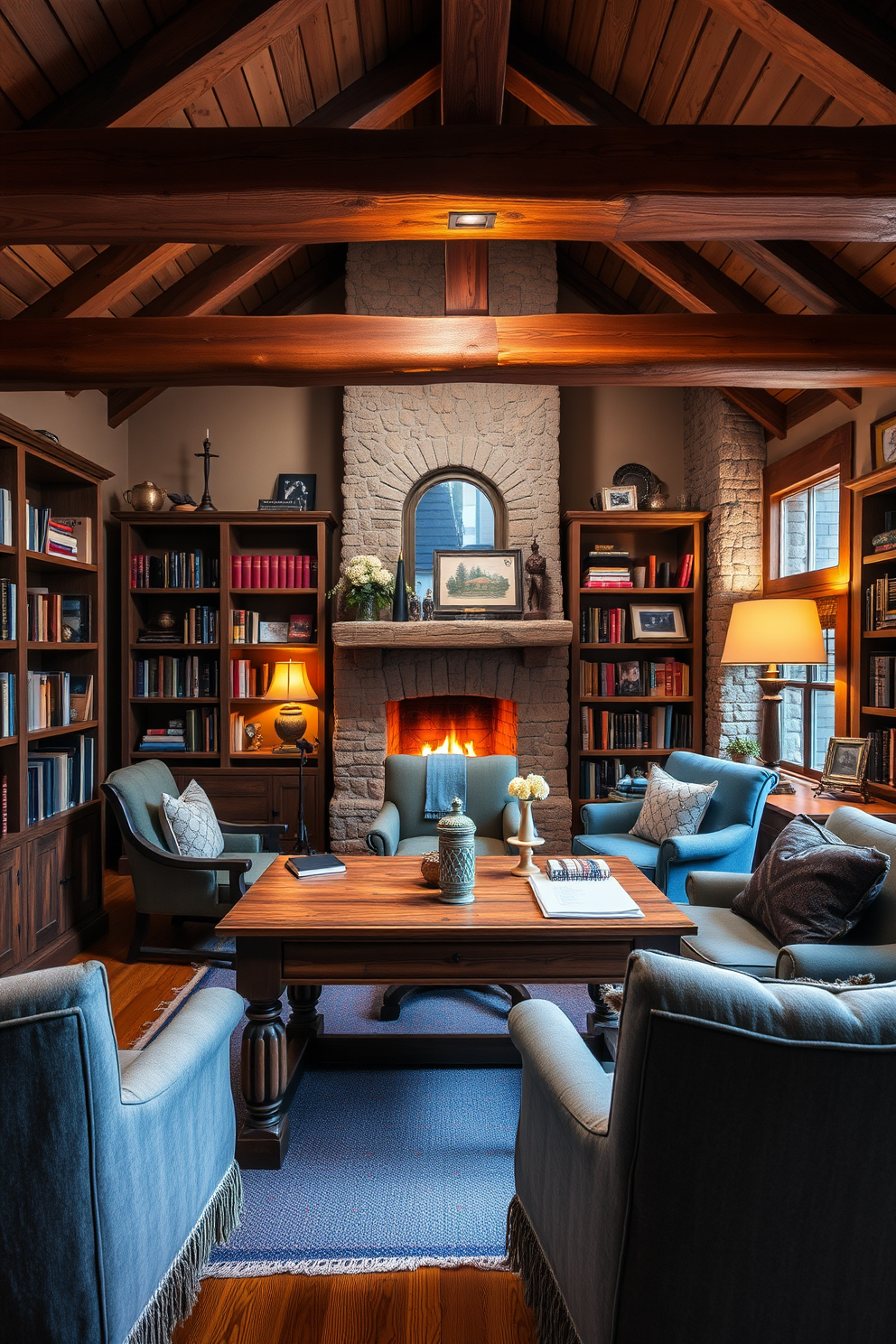 Rustic Home Library Design Ideas 16