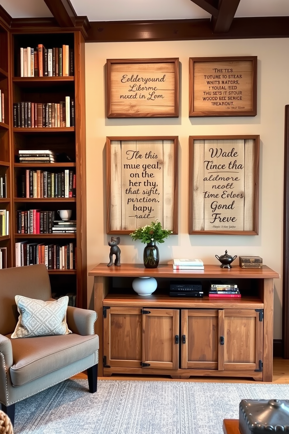 Rustic Home Library Design Ideas 26