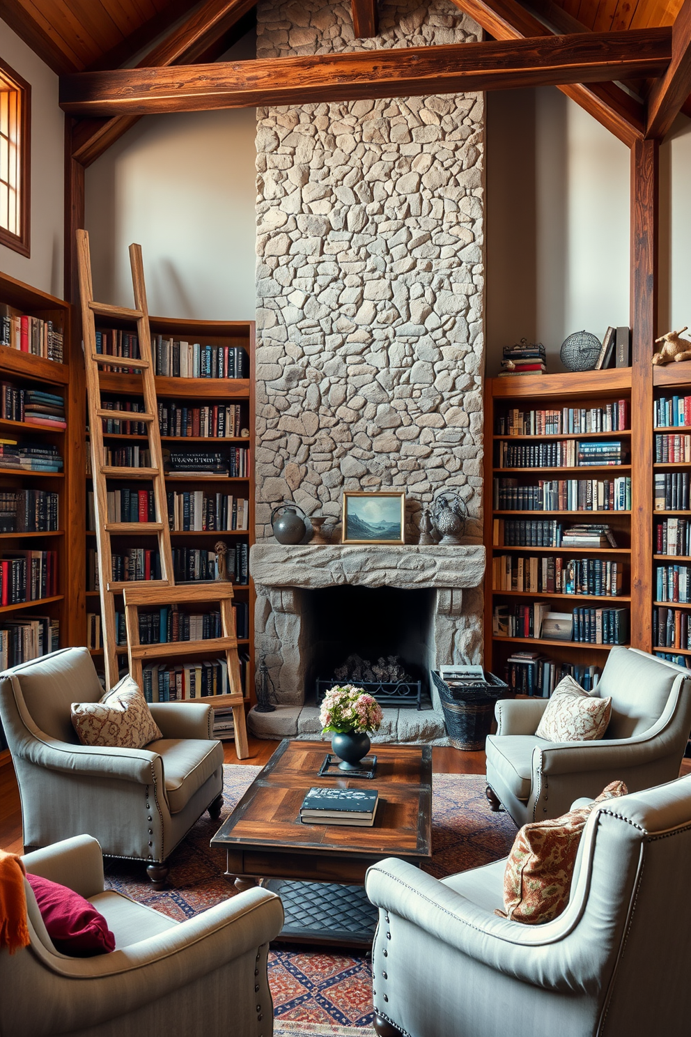 Rustic Home Library Design Ideas 5