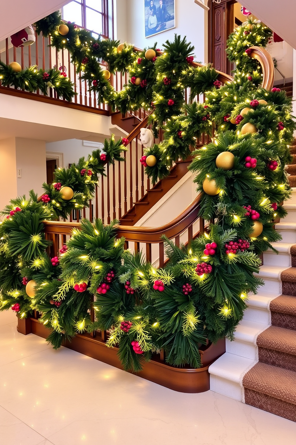 Staircase Christmas Decorating Ideas 27