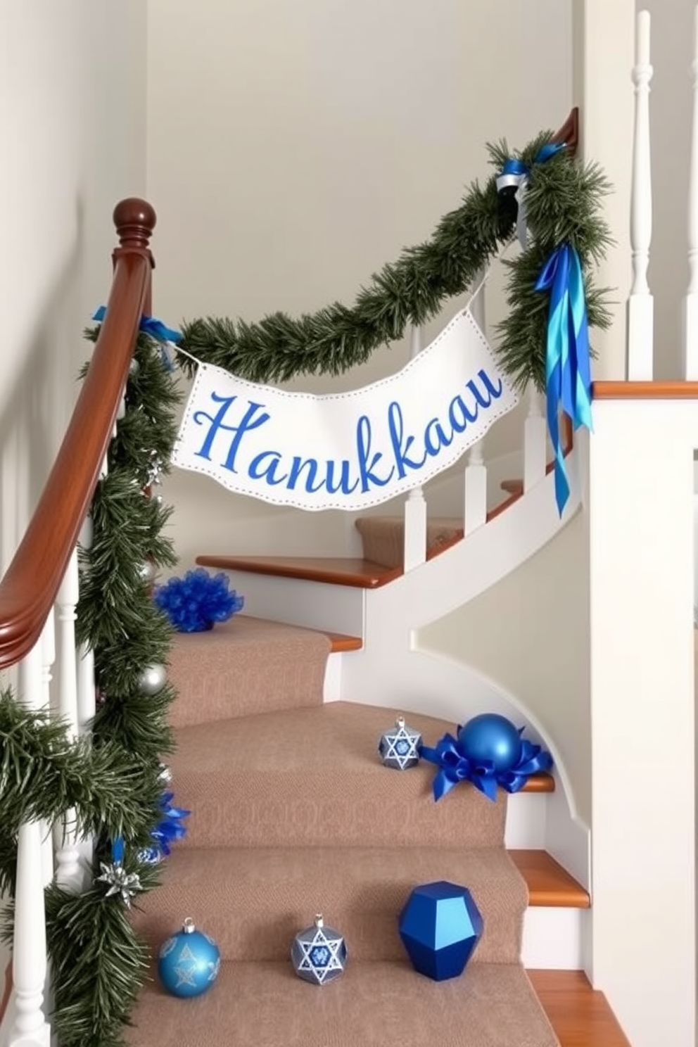 Staircase Hanukkah Decorating Ideas 14