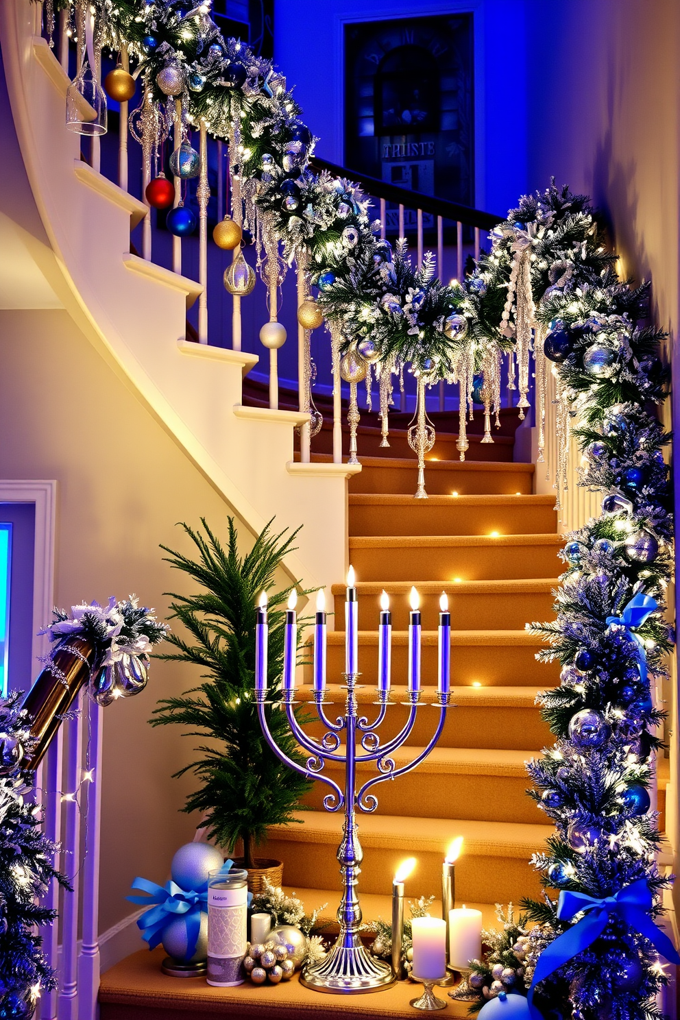 Staircase Hanukkah Decorating Ideas 30