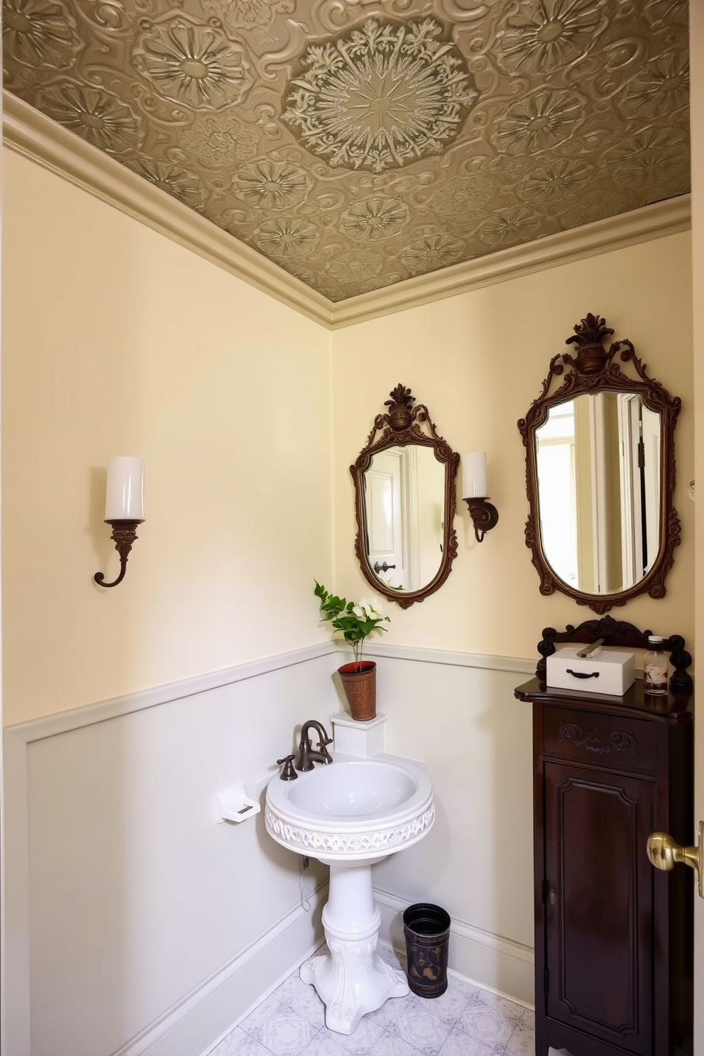 Vintage Powder Room Design Ideas 12