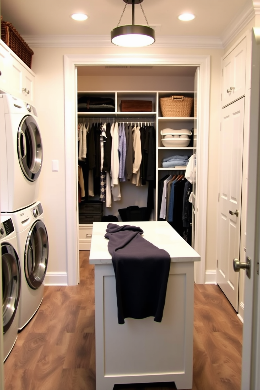 Walk In Closet Laundry Room Combo Design Ideas 1