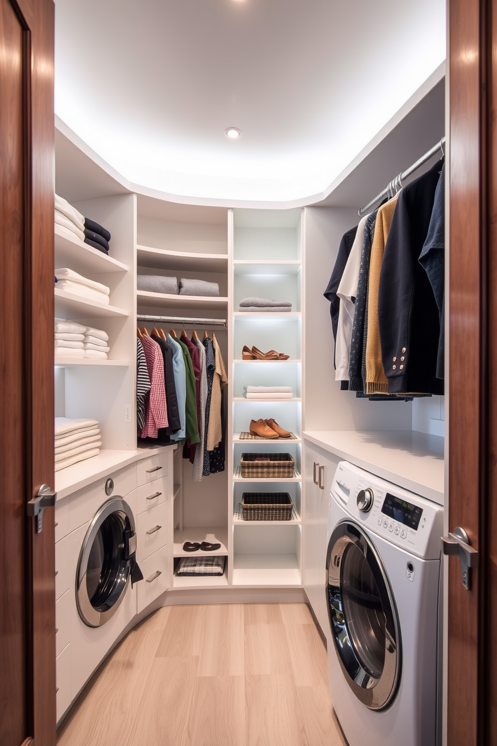 Walk In Closet Laundry Room Combo Design Ideas 19